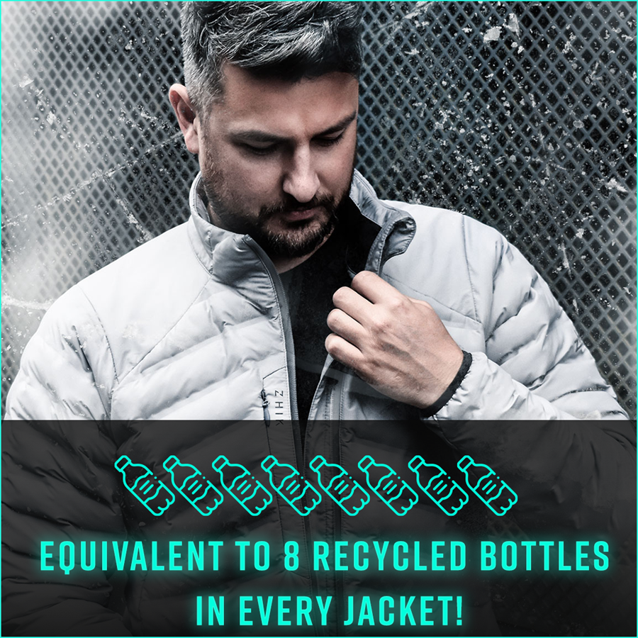 Entspricht 11 recycelten Flaschen in jeder Jacke